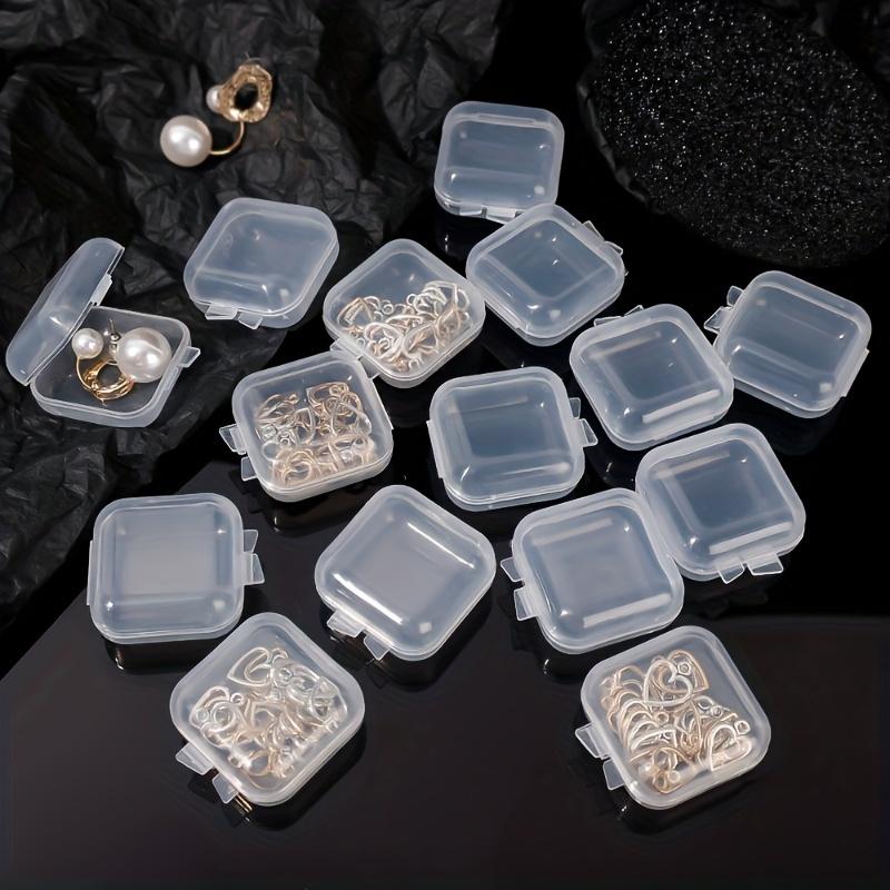 10/30/50pcs Lot Mini Square Transparent Plastic Storage Box with Hinged Lid Small Case for Pills, Dust-proof Storage Boxes