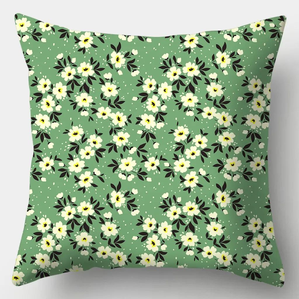 Floral Series Printed Pillowcase Modern Home Bedroom Living Room Sofa Cushion Cover 45x45cm Peach Skin Pillowcase Gift
