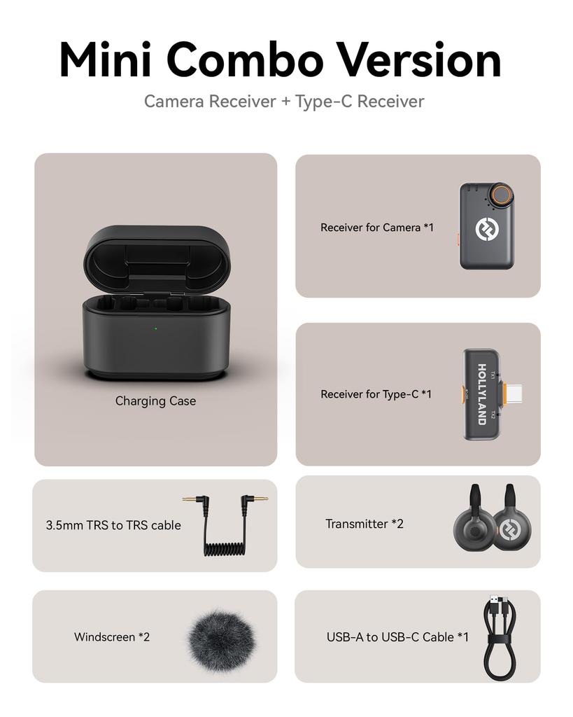 Hollyland Lark M2S Mini Wireless Microphone, 48kHz/24bit HD Audio, 300m Range, 30H Battery, Noise Cancellation, Titanium Clip, for Camera Phone Vlog