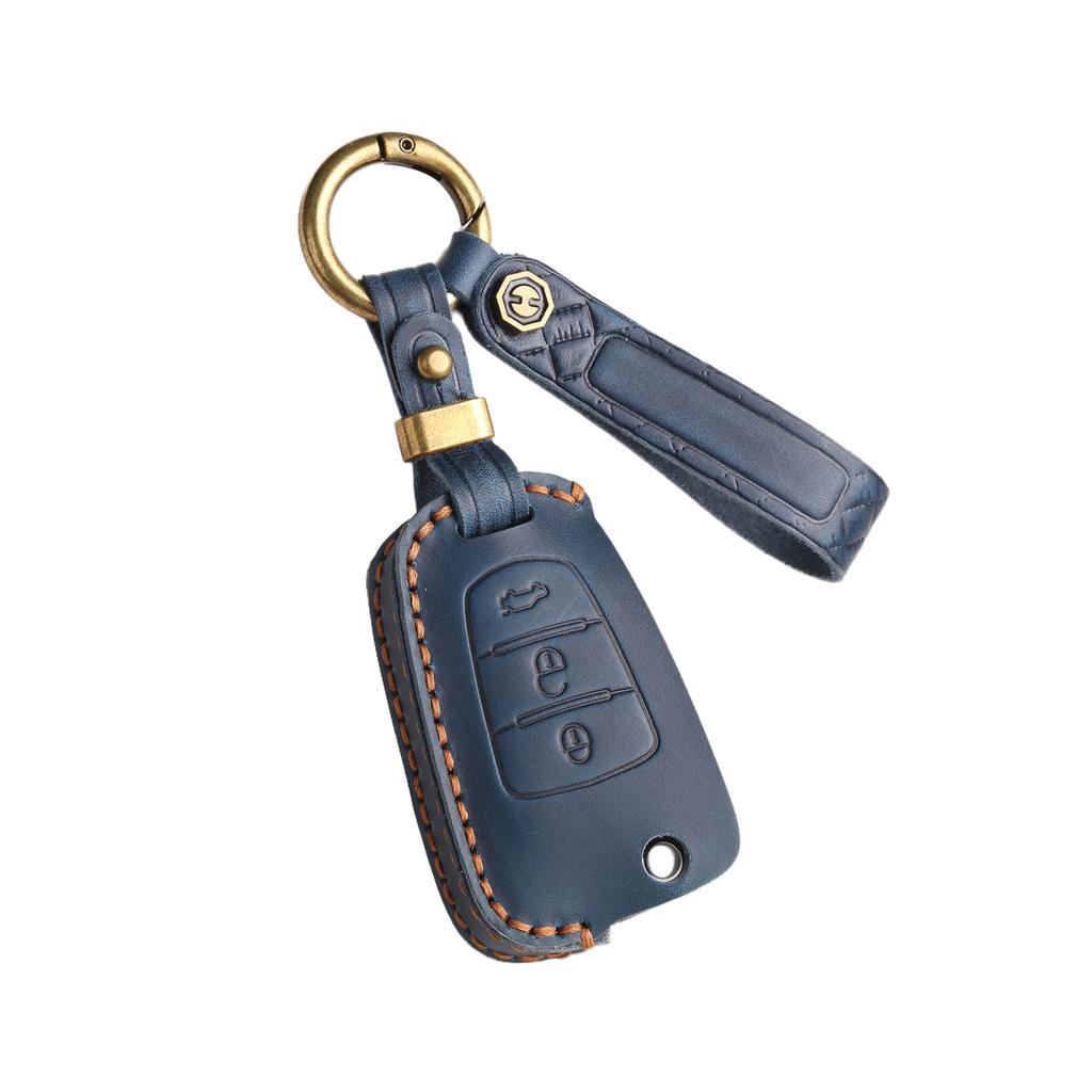 Leather key bag is suitable for hippocampus key cover folding special cowhide car key cover Crazy horse leather