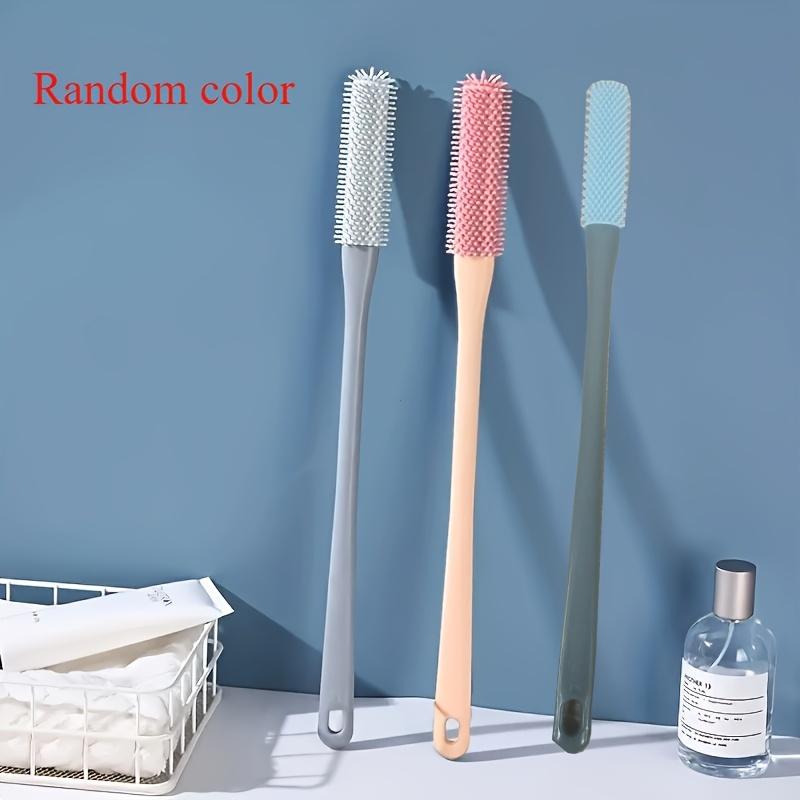 1ks Ergonomický kartáč na mytí nohou s dlouhou rukojetí a měkkými silikonovými štětinami, exfoliační mycí houba na prsty a záda pro odstranění, manuální koupelnový nástroj
