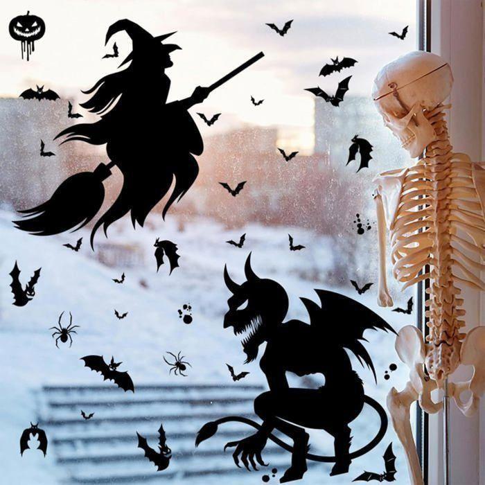 Autocollants de fenêtre - AIMOONSA - Motifs Halloween - PVC - Double face - Réutilisables