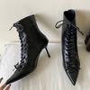 Fashion Eilyken 2026 New Spring Pointed Toe Women Ankle Boot Fashion Narrow Band Thin Heels Lace Up Zipper Short Booties Shoes