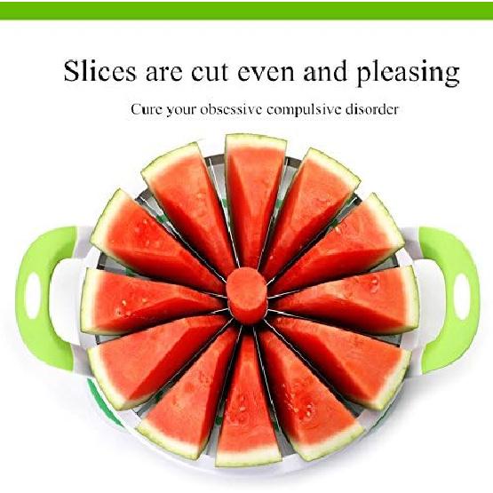Extra Large Watermelon Slicer Cutter Comfort Silicone Handle,Home Stainless Steel Round Fruit Vegetable Slicer Cutter Peeler Corer Server for
