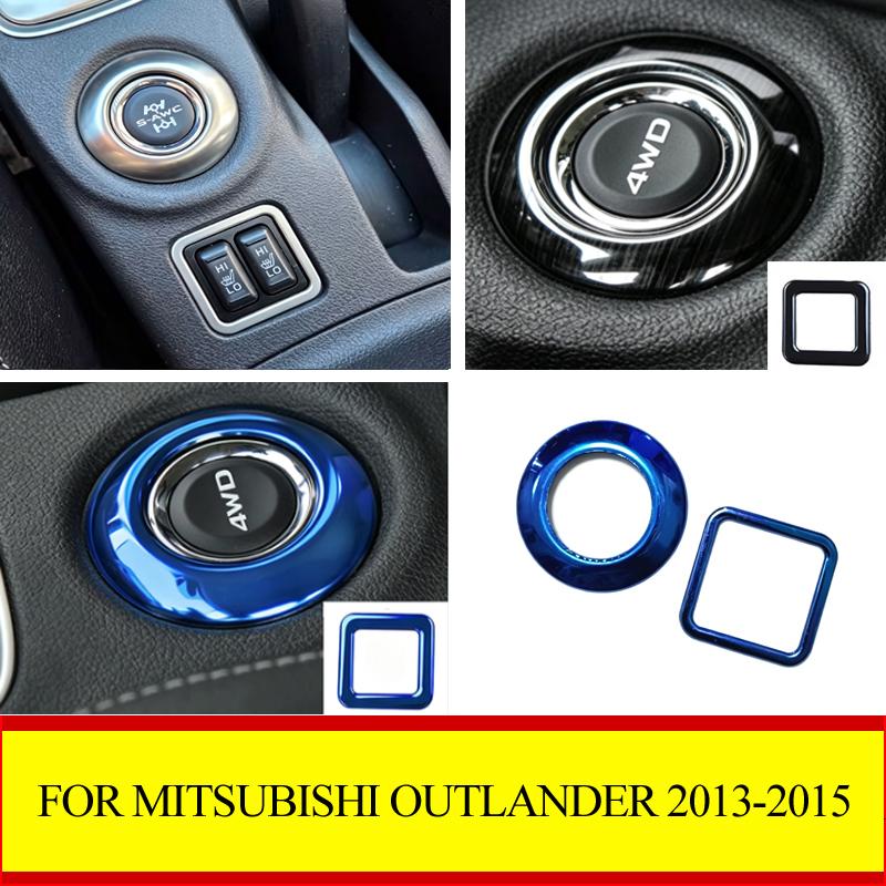 2 Pcs Car 4WD Button Decor Cover Stainless Steel Button Lid Trim for Mitsubishi Outlander 2013-2016 Interior Accessories