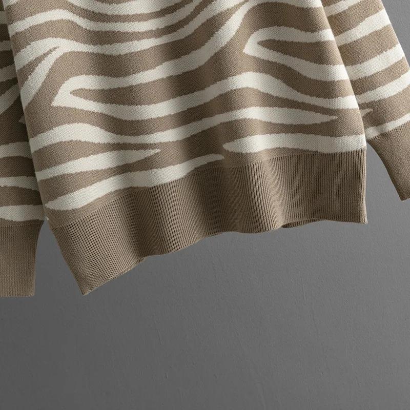 Maglioni e maglioni a maniche lunghe con scollo a V e stampa leopardata da donna, completi in maglia coreana da 2 pezzi, pantaloni harem a vita alta.