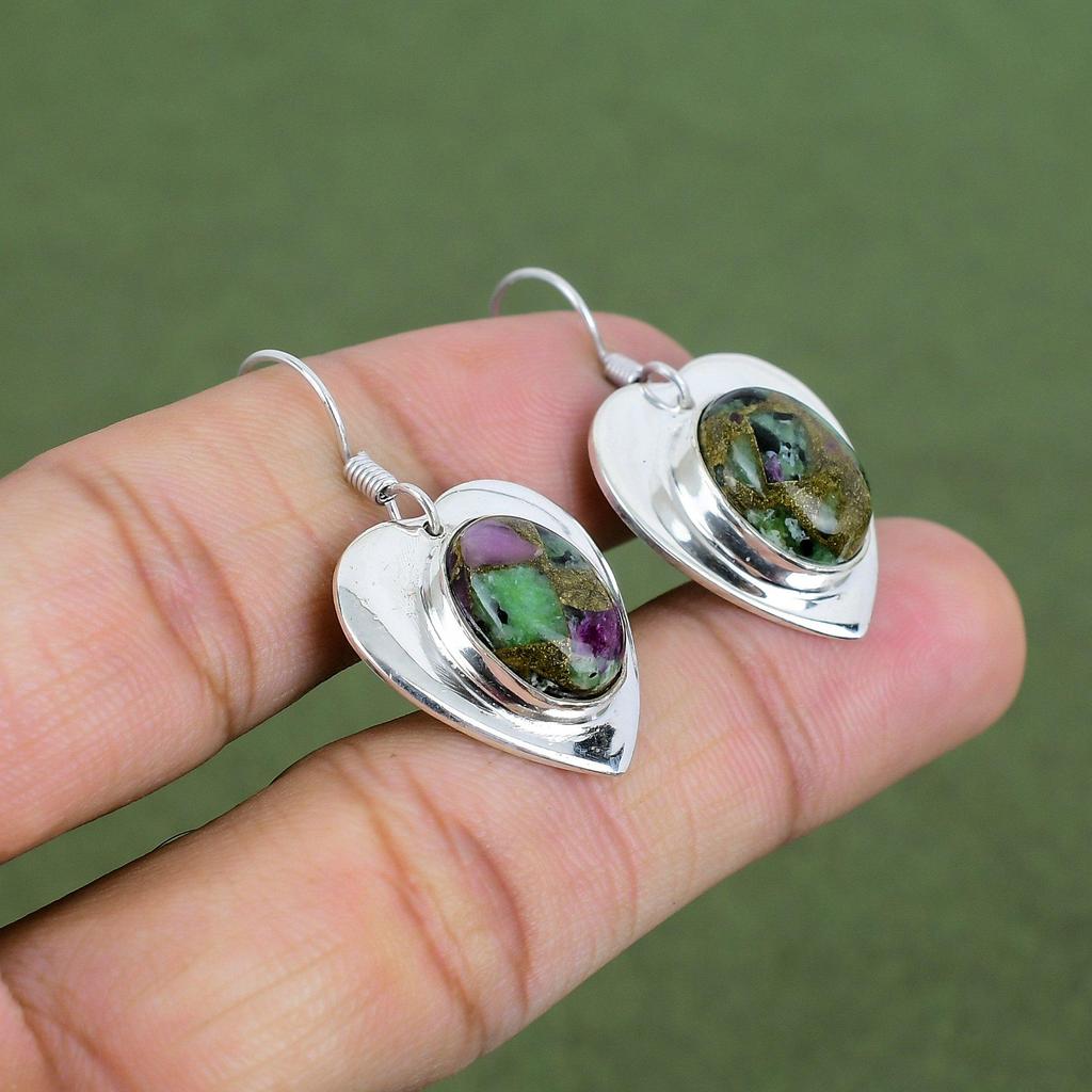 Copper Ruby Zoisite Earring 925 Sterling Silver Earring Handmade Jewelry Latest Design Earrings Top Quality Gemstone Earrings Wedding Gifts
