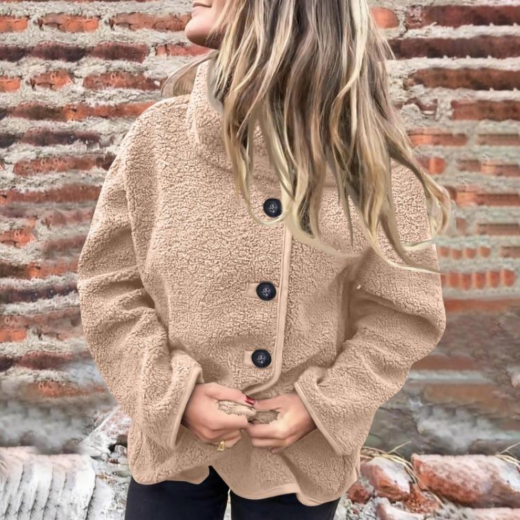 Long Sleeve Casual Lapel Jacket Coat for Women Single Breasted S хаки