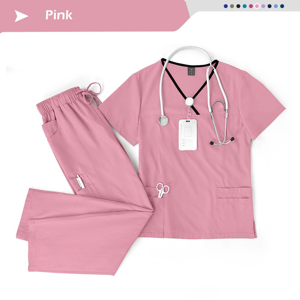 Elastic Breathable Nursing Articles Surgical Uniforms Woman Hospital Clinical Uniform Multicolor Short Sleeved Beauty Salon Wear