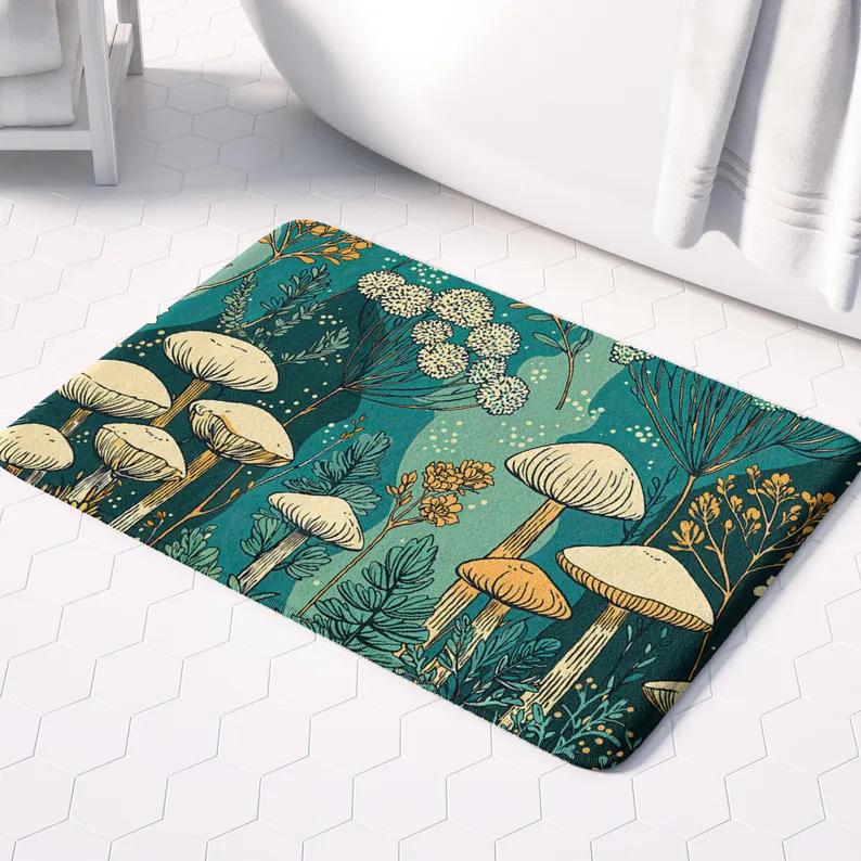 Boho Tropical Sun Palm Leaf Door Mat Modern Botanical Abstract Absorbent Floor Carpet Soft Non-Slip Decor Entryway Rug