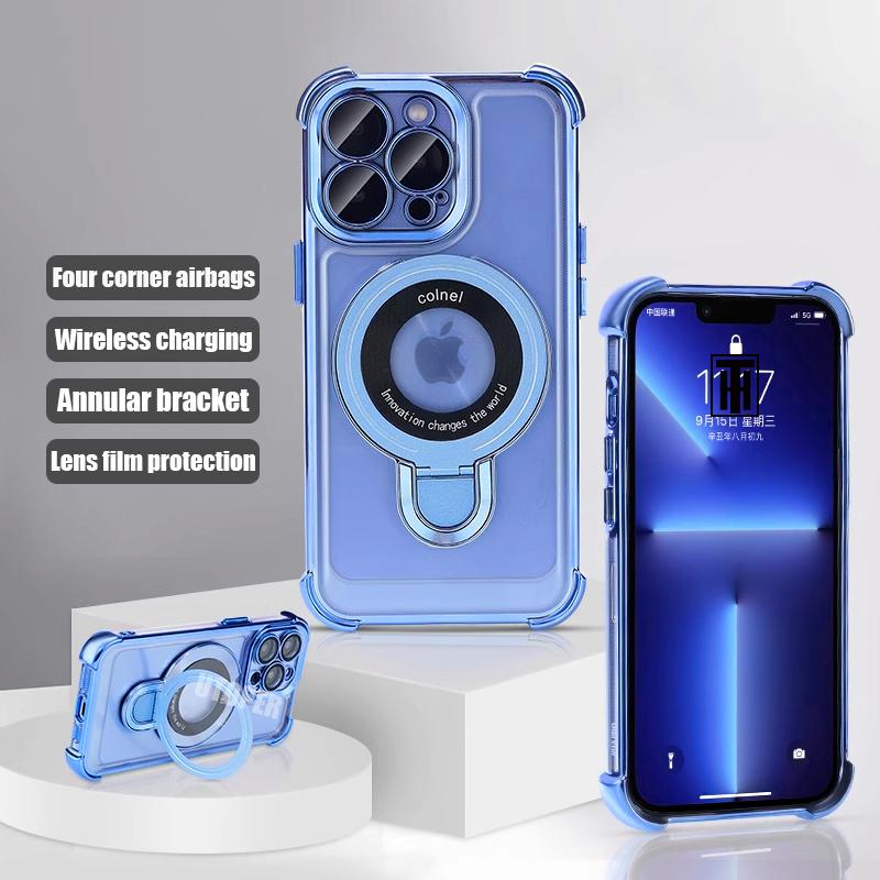 

Новый прочный магнитный держатель-кольцо Magsafe для iPhone 16 15 14 13 11 12 Pro Max Plus, противоударный, тонкий, с гальваническим покрытием, прозрачный чехол For iPhone 16 Pro