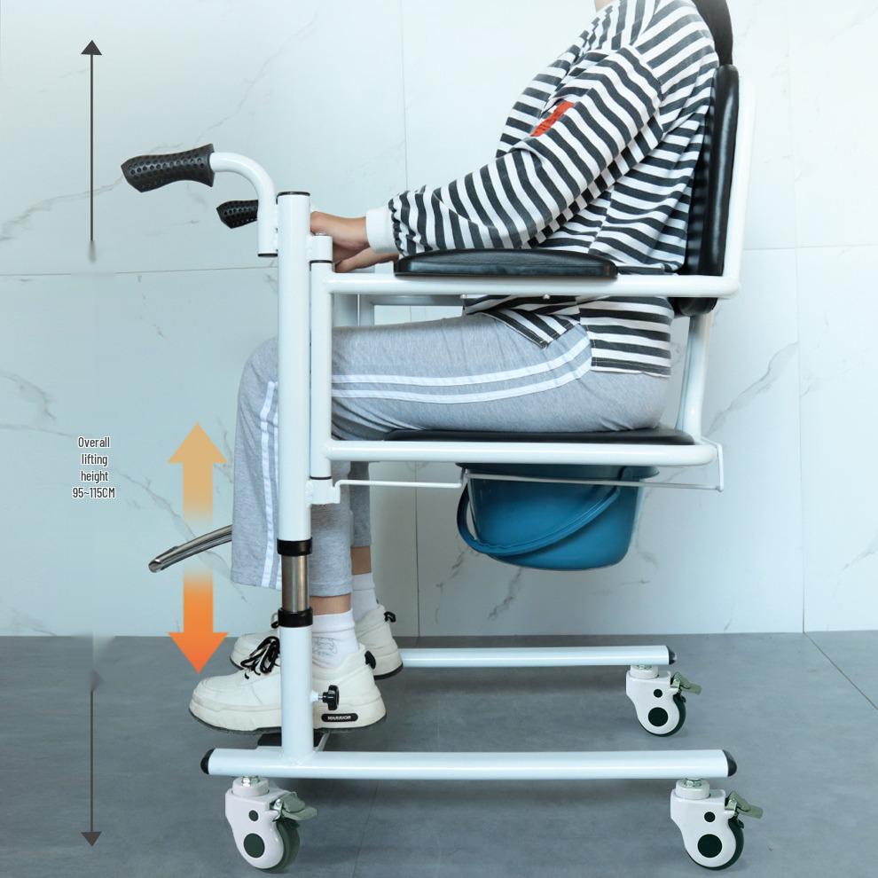 Elderly Care Hydraulic Sit-Up Lift Wheelchair with Commode