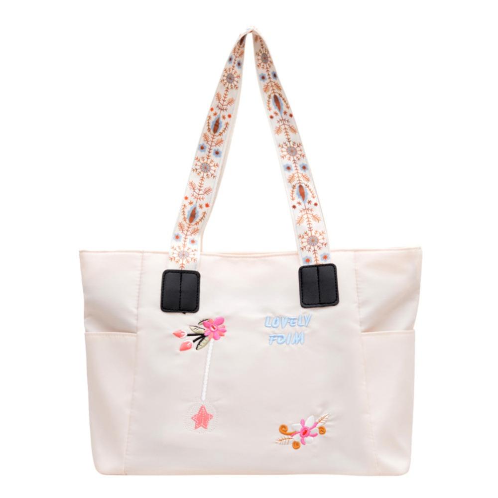 Casual Large Capacity Shoulder Bag Nylon Waterproof Shopping Bag Lightweight Handbag Women