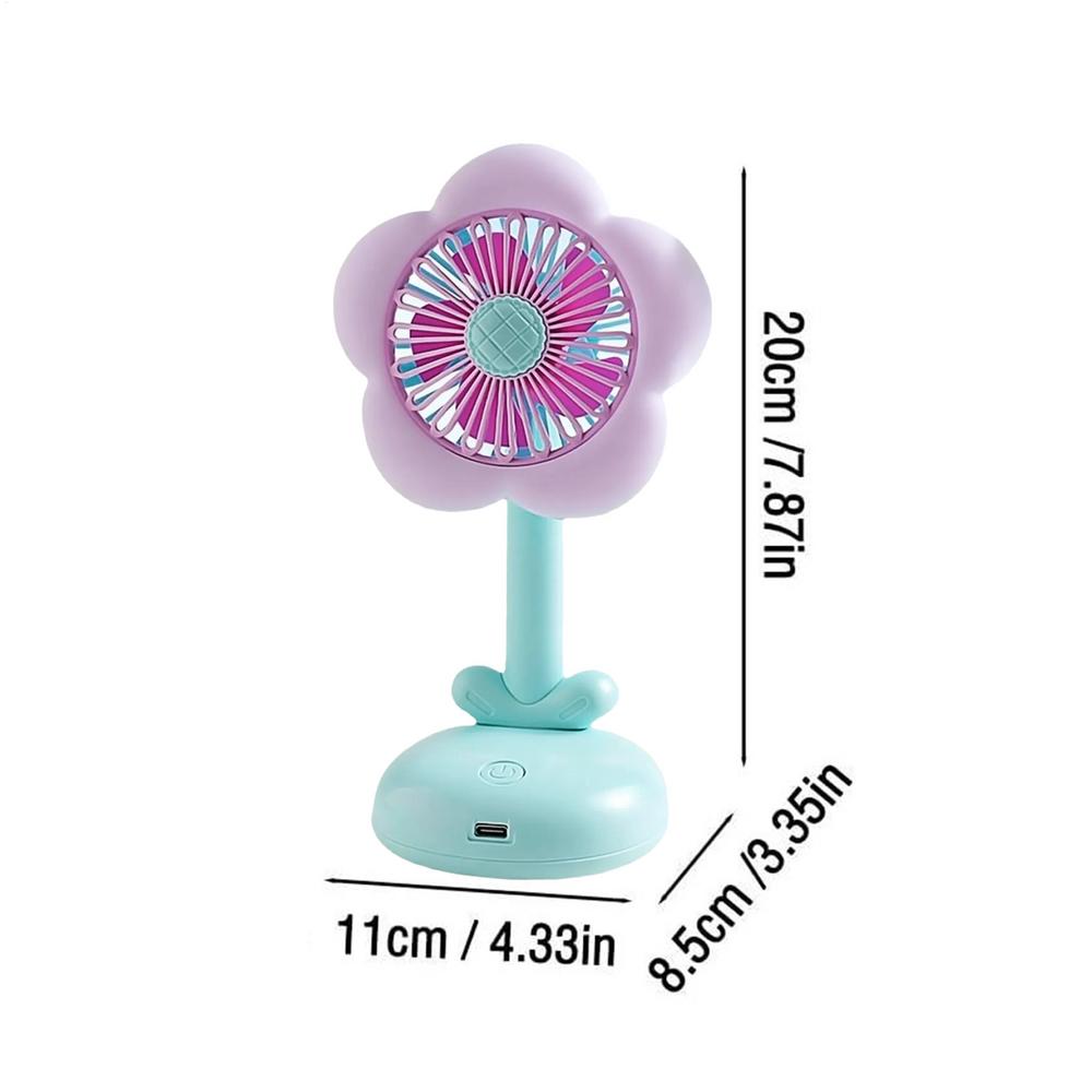 Desk Fans Small Quiet Flower Small Fans For Bedroom Cooling Air Circulator With Night Light & 2-Speed For Girls Women Travel