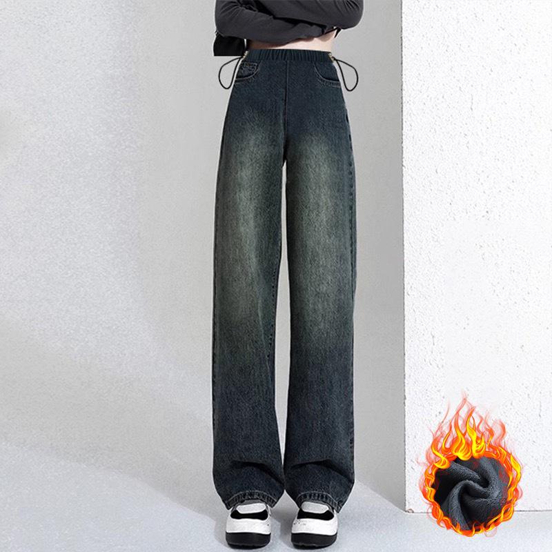

New Velvet-Lined Maternity Jeans - Thick Denim, Straight-Leg, No Belly Support, Versatile for Autumn/Winter L