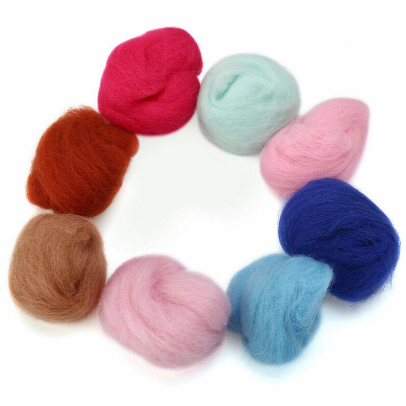 Multi Color Wool Felt Fibre for DIY Doll Needle Felting Wool Hand Spinning Needlework Raw Wool Roving