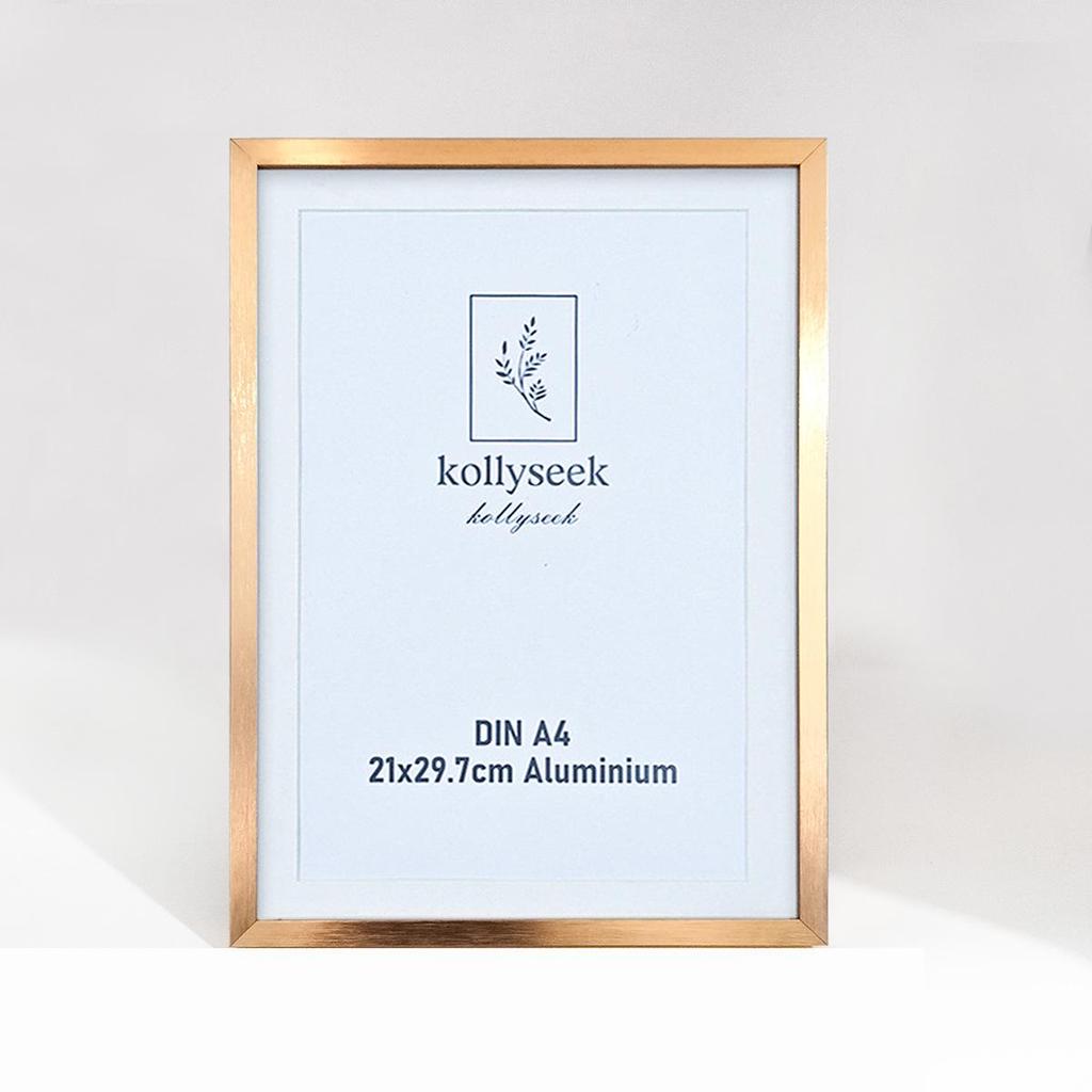 A4-bildram i aluminiumlegering med graverad logotyp för foto, bordsplacering, väggupphängning eller visning av verksamhetstillstånd.