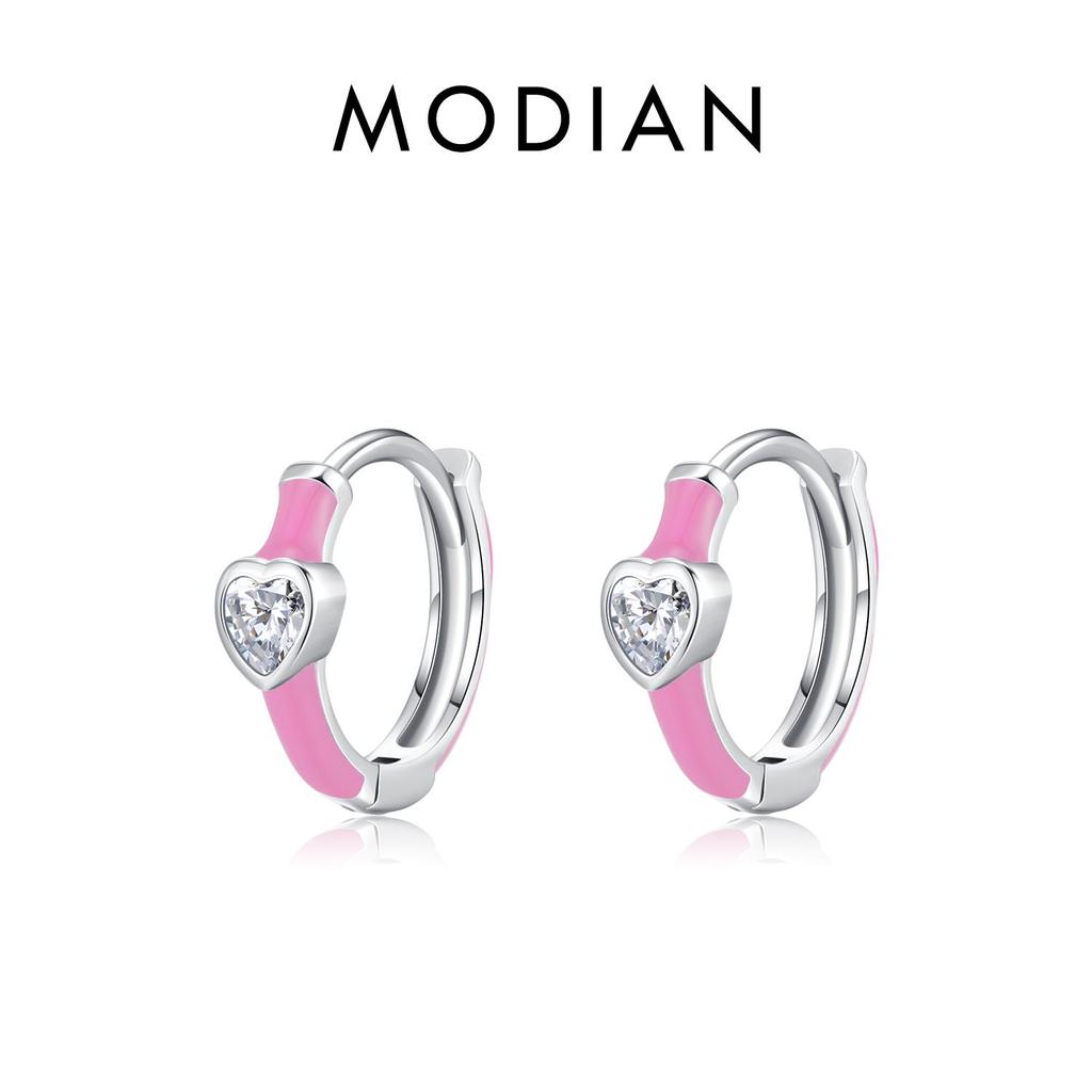 Modian 925 Sterling Zilver Blauw Emaille Hartjes Oorringen Romantisch Cz Kleine Oor Gespen Voor Vrouwen Bruiloft Sieraden