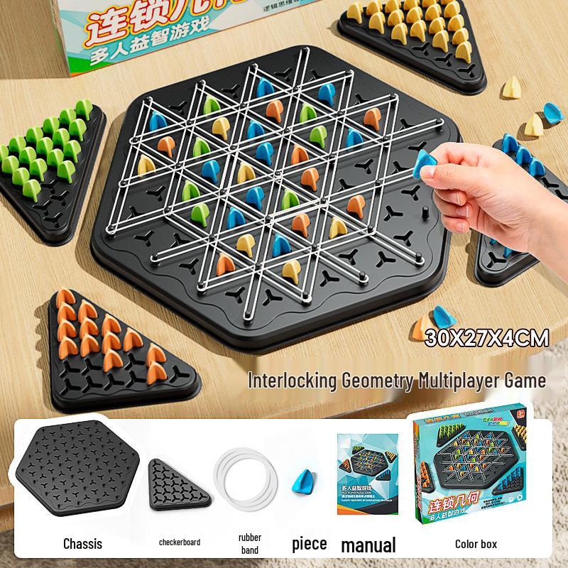 Children's Chain Tic-Tac-Toe Interactive Rubber Band Game: Two-Player Strategy and Thinking Toy