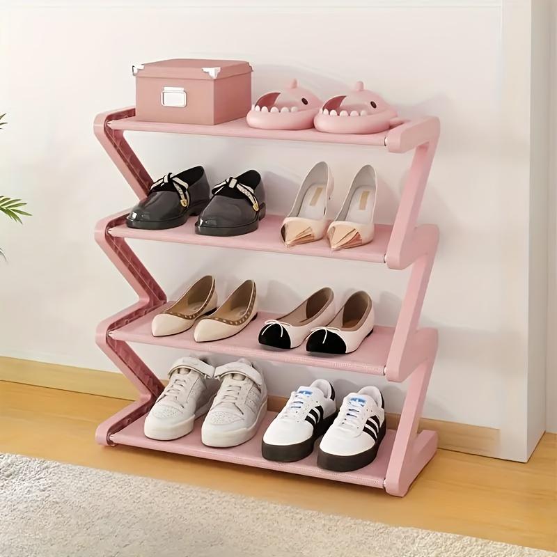 1pc 4-Tier Z-Shaped Shoe Rack - Easy Assembly Multi-Purpose Floor Standing Organizer for Home, Dorm, Entryway - Shoe Storage Organizer