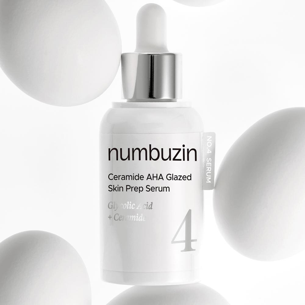 NUMBUZIN Nr. 4 Ceramide AHA Glazed Skin Prep Serum 30 ml (2 Stück) – Barrierepflege, Sanftes Peeling, Koreanisch