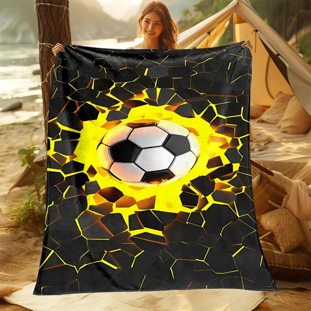 Football Theme Blanket, Soft Throw Blanket for Home Bedroom Bed Sofa Picnic Travel Office Rest Cover Blanket Kids Birthday Gift