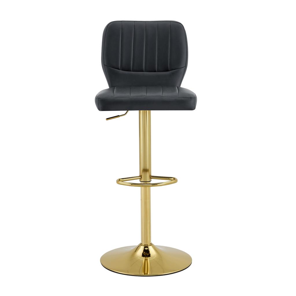 Bar Stool Height-Adjustable 62-83cm, 360 degrees Swivel Chair with Backrest & Footrest, Ergonomic Kitchen, Black Faux Leather, 136kg