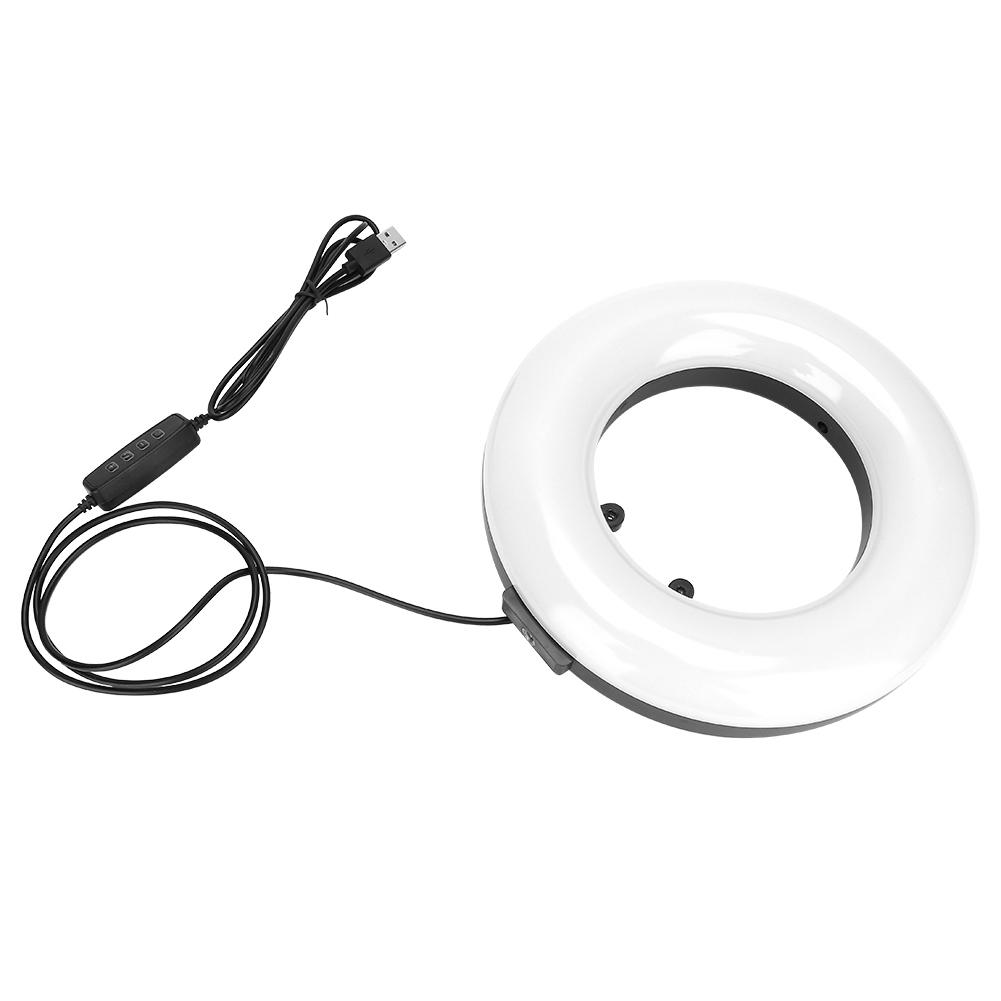 

Кольцевой светильник с регулируемой яркостью светодиодного заполняющего света и подставкой для видеотрансляции макияжа