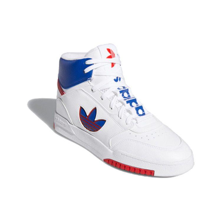 Adidas Originals Drop Step Non-Slip Durable High-Top Skate Shoes Unisex Skate Shoes White Blue FW2038