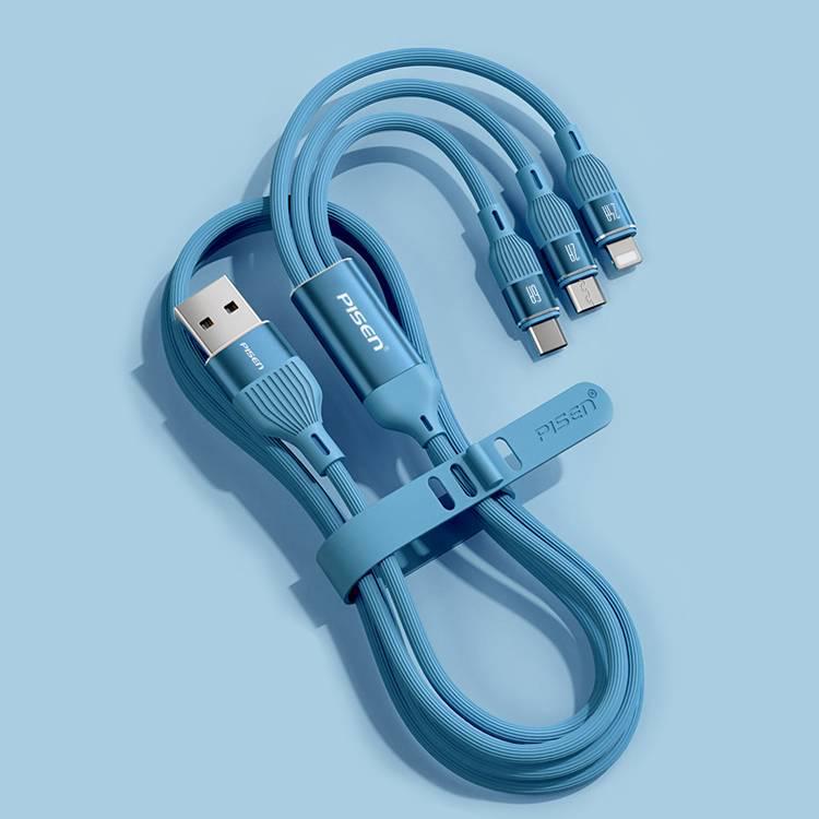 PISEN 3-in-1 6A Fast Charging Silicone Cable with PD