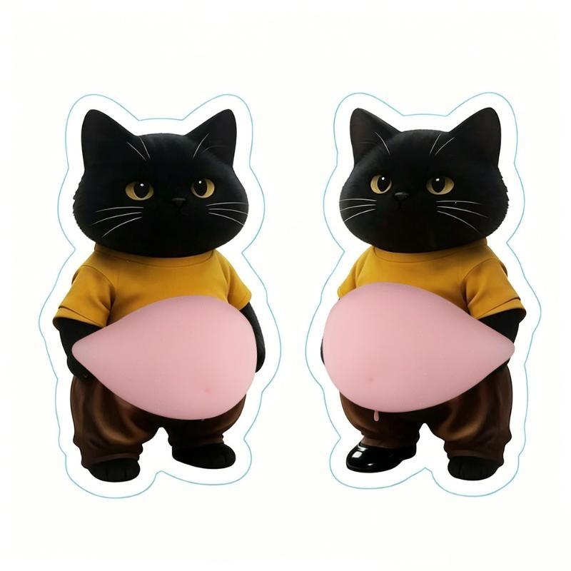 1Pair Cute 3D Animal Butt Stickers Cartoon Cat Anti Collision Sticker Soft Silicone Decal For Car Door Fridge Home Decoration