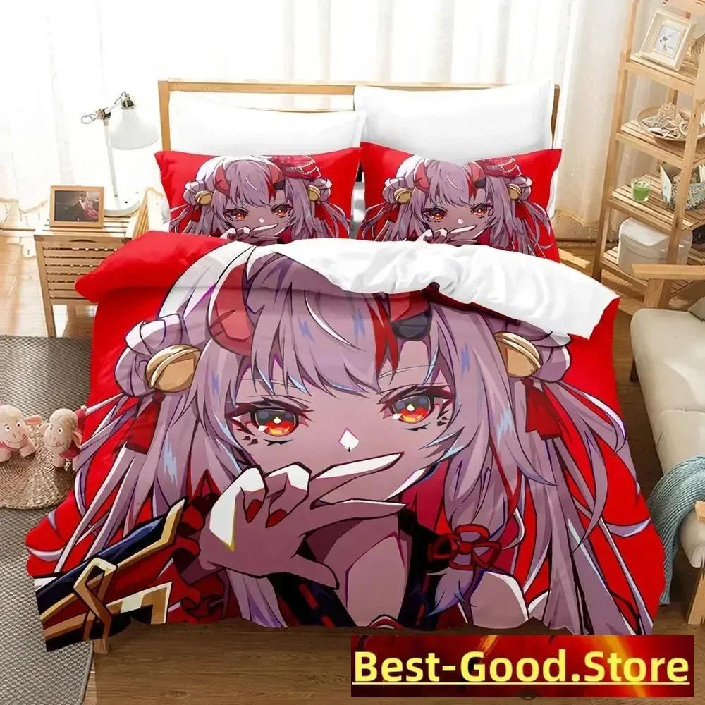 Kawaii Nakiri Ayame Printed Bed Set Duvet Cover Pillowcase Bedding Set Bed Linen Sheet Quilt Cover Full Queen King Size