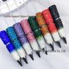 Gradient Rhinestone Beaded Pen - Multicolor, Full Coverage, Pearlescent, Round Beads, Cute Particle Design