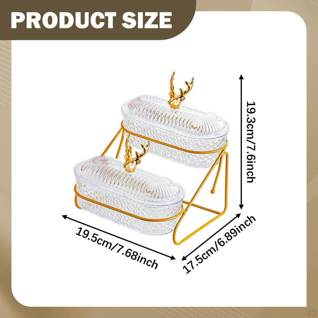 Fruit Basket Appetizer Platter 2 Tier Elegant Countertop Organizer Bowl Tiered Serving Tray