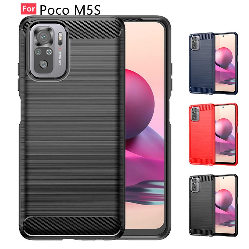For Poco M5S Case Cover Xiaomi Poco M5S Capas New Carbon Fiber Shockproof Soft TPU Cover Poco F3 X3 X4 Pro M3 M4 M5 M5S Fundas