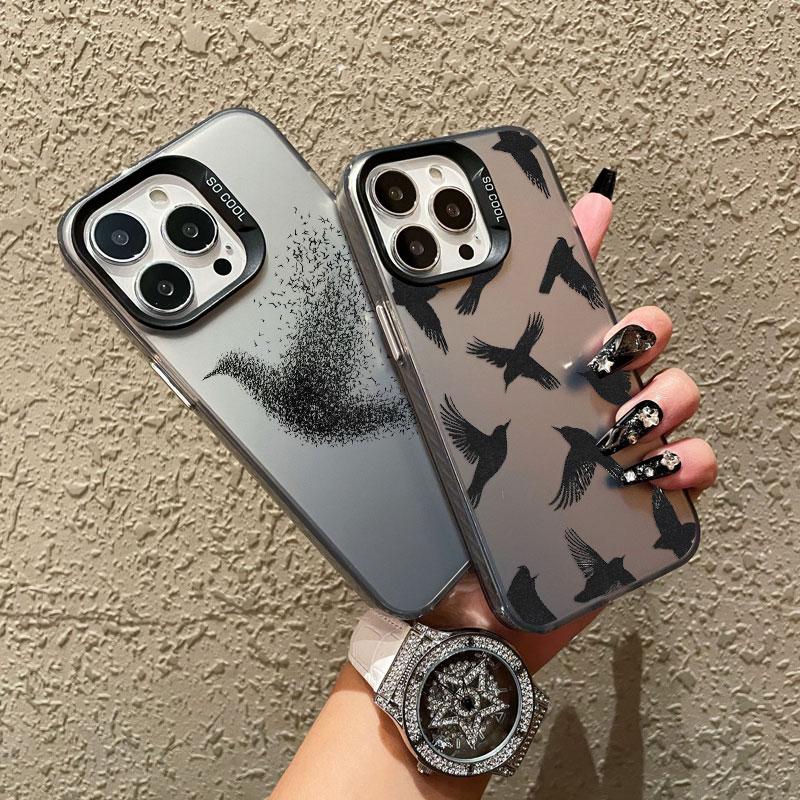 Birds In Flight Laser Phone Case For iPhone 13 Mini 14 Pro Max 16 15 Pro Max Plus 12 11 Pro Max Shockproof Back Cover Fundas