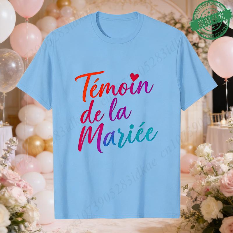 French Women Future Bride Team T-Shirts Colorful Heart Print Short Sleeve Tees for Bachelorette EVJF Party Bridal Wedding Squad