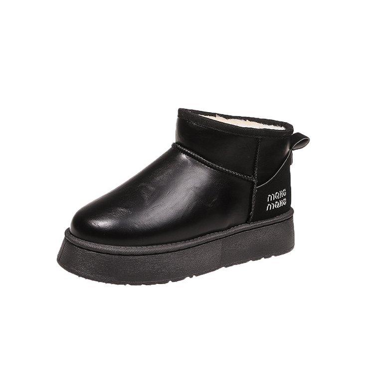 

Большого размера зимние сапоги женские зимние новые кожаные модные повседневные на платформе хлопковые туфли хлопковые сапоги женские 39 чёрный