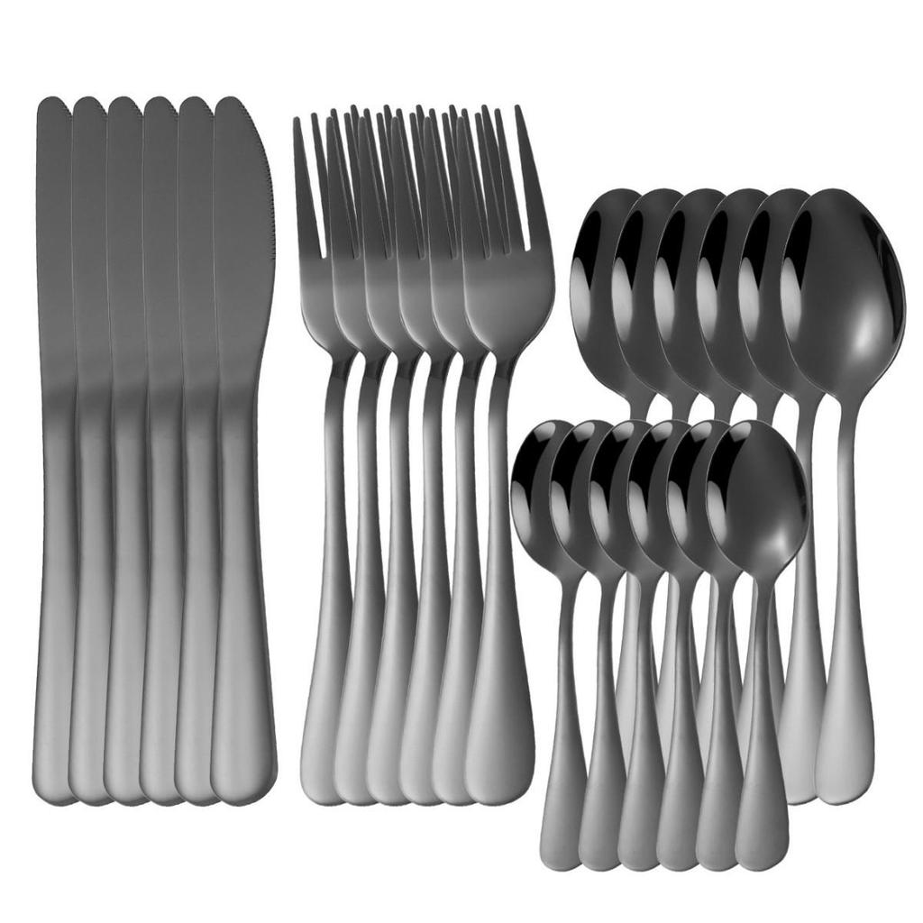 1010 Stainless Steel Western Cutlery Set: Thickened Knife, Fork, Spoon for Hotel & Home, Available In 4 or 24 Pieces