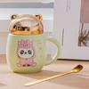 Heart-shaped Wings Butterfly Lid Gift Cup Cute Cartoon Ceramic Mug Water Cup with Lid