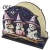 Ghost Napkin Stand Halloween Wood Holder, Pumpkin Black Cat Gnome Dispenser, Funny Holder Spooky Standing Tissue for Holiday Kitchen Dining Room Decor