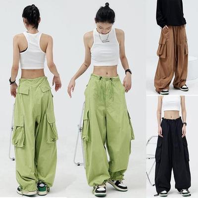 Damen-Cargohose, Baggy-Hose, Vintage-Stil, lässig, Militär-Armee, lockere Hose mit weitem Bein