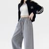 Gray sweatpants women's autumn new loose straight casual pants small slim wide-leg sweatpants