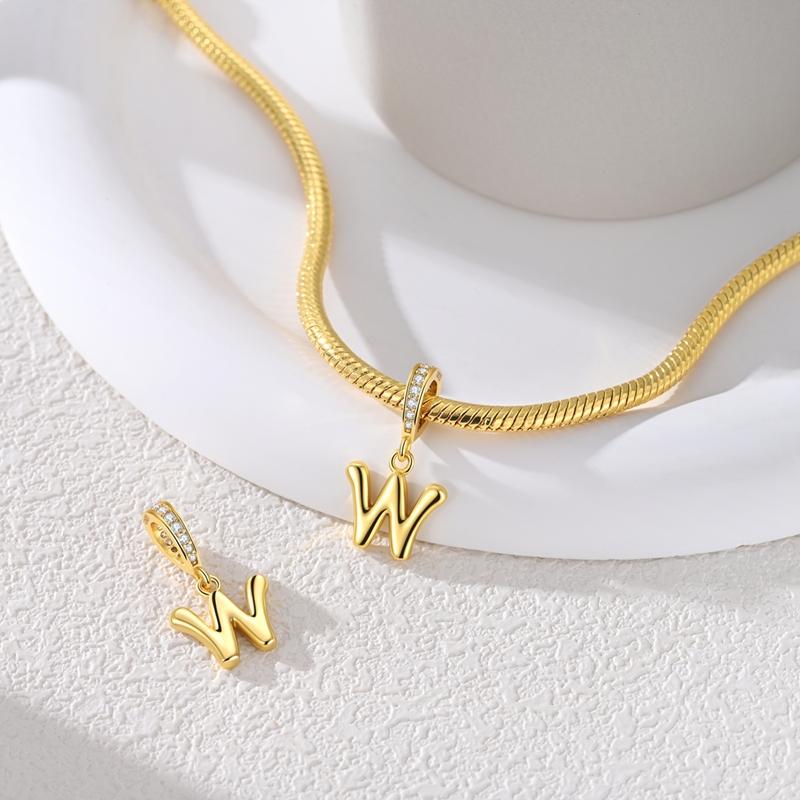 Copper Golden Letter W Charms Fit Original Bracelet Making Gift For Woman Jewelry Diy Fashion Pendant