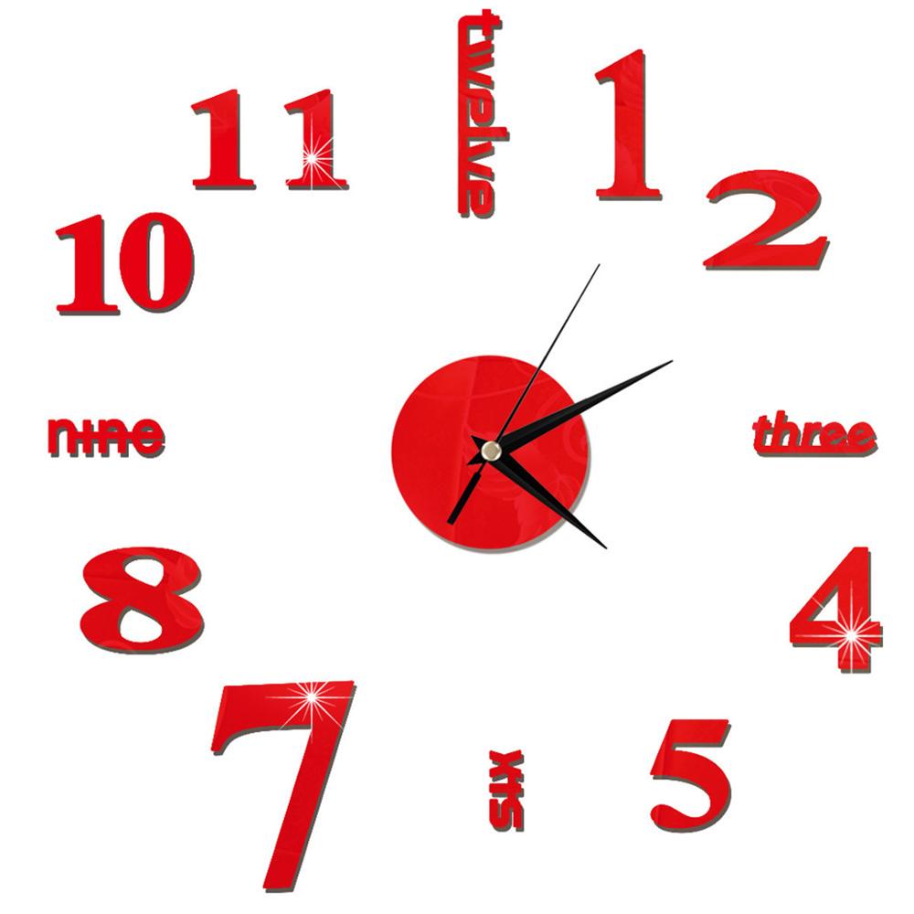 27inch Nordic Wall Clock Dining Restaurant Cafe Decorative Clocks Acrylic Mirror Wall Sticker Silent Quartz Watch Home Decor