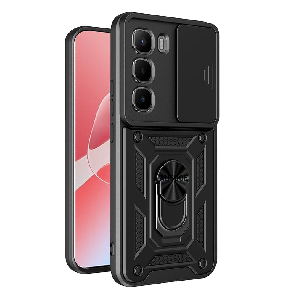 Armor Holder Funda for Infinix Hot 60 Pro Plus 4G Case Cover Slide Camera Protection Ring Stand Shockproof Back Capa Funda