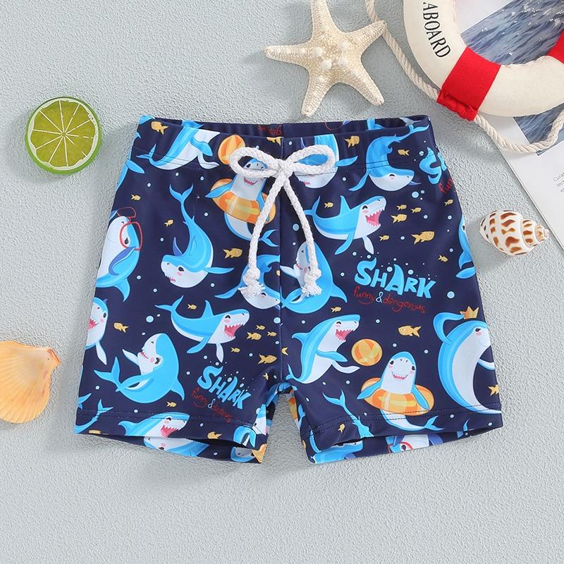Kids Baby Boys Swim Trunks Novelty Shark Print Elastic Waist Swim Shorts Children Boys Bathing Suit Swimsuit Bottoms Swimwear