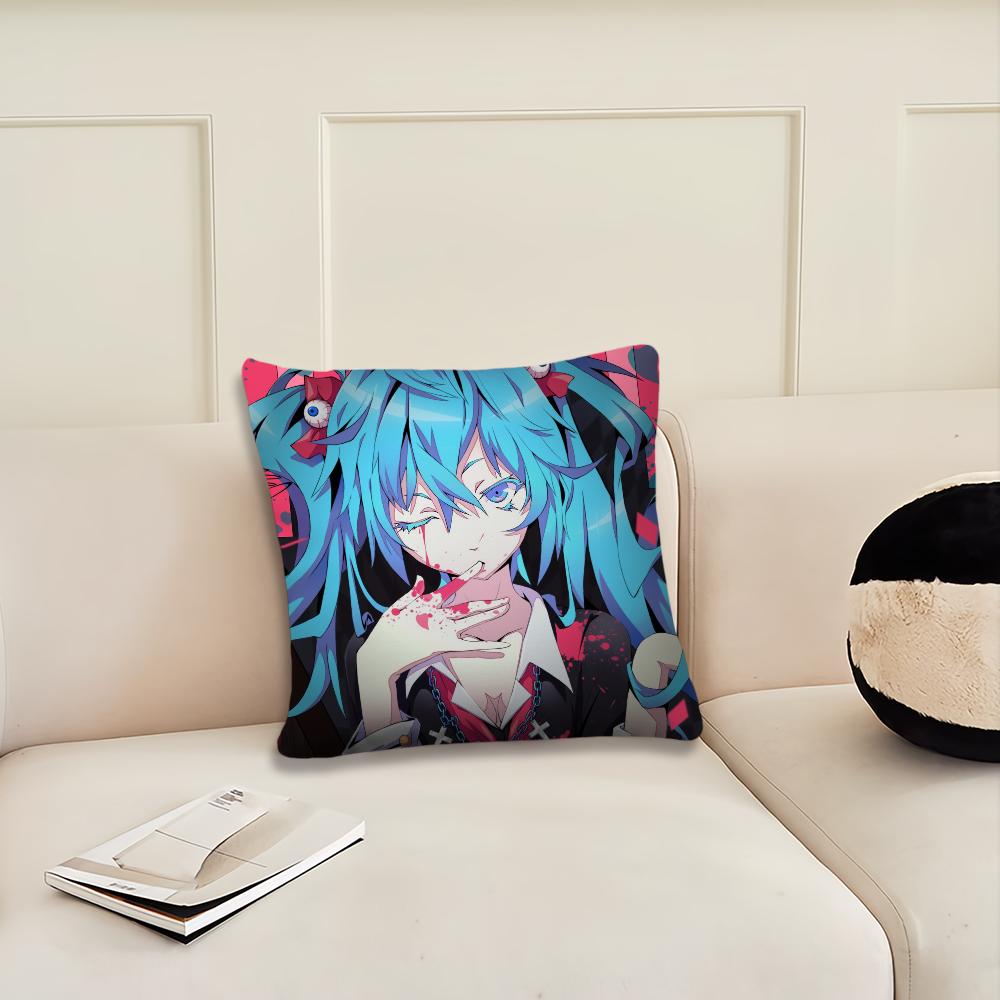 Anime virtual Idol H-Hatsune Girl M-Miku cushion cover Living Room Headboard Office Bedroom Cushion Sofa Nap Time Pillow Case