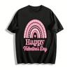 Valentine's Day Heart Rainbow Graphic Casual Top Pure Cotton T-shirt