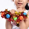 2Pcs Wrist Flower with Star Bell Decor Cheerleading Cheer Elastic Band Bracelet Holiday Celebration Metallic Sparkling Wrist Accessory